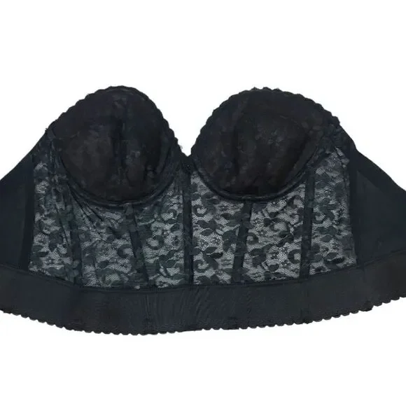 Vintage 60s 70s Frederick's of Hollywood Black Lace Bustier ILGWU Size 38C